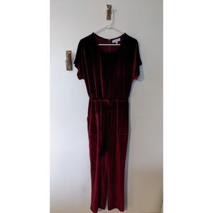 Maroon velvet Piper & Scoot jumpsuit
